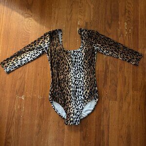 Gently Used Leopard Print Long Sleeve Leotard